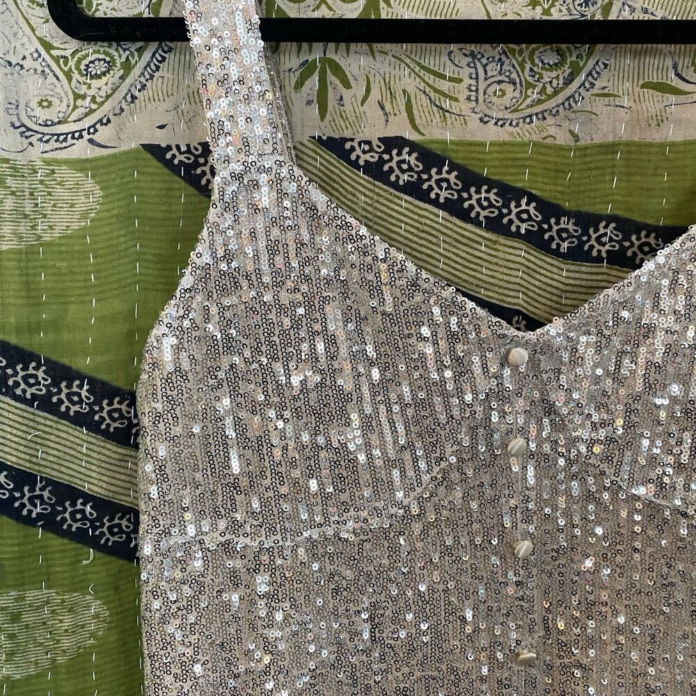 NWT Zara Trafaluc Silver Sequin Midi Dress Size Medium - Picture 5 of 16